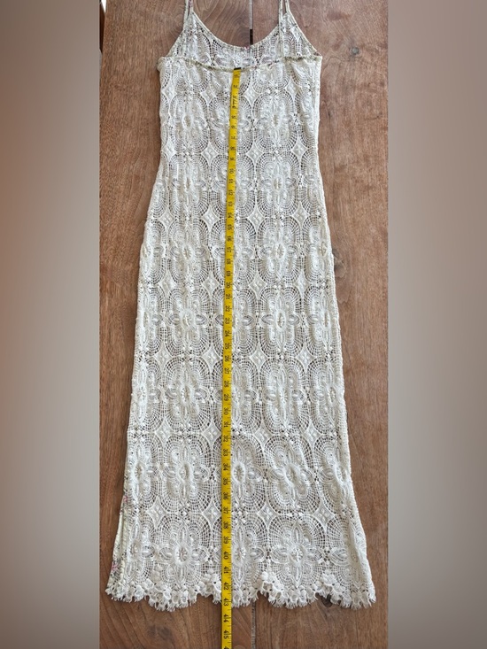 American Vintage Crochet Maxi Slip Dress Women’s Small Cream with Floral trim - Picture 11 of 16